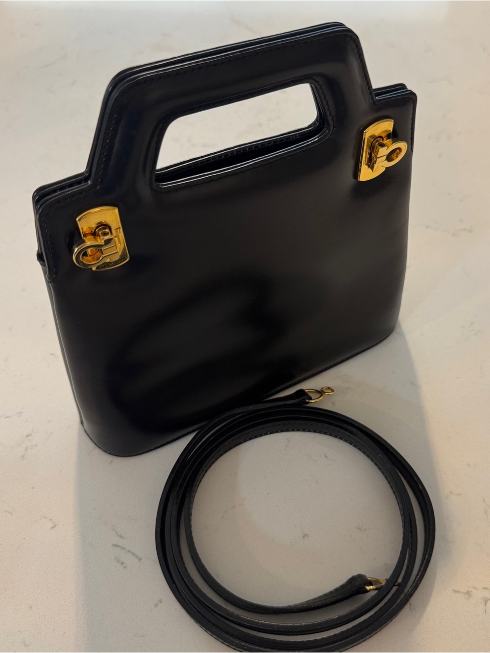 Salvatore Ferragamo mini Wanda leather handbag W /COA